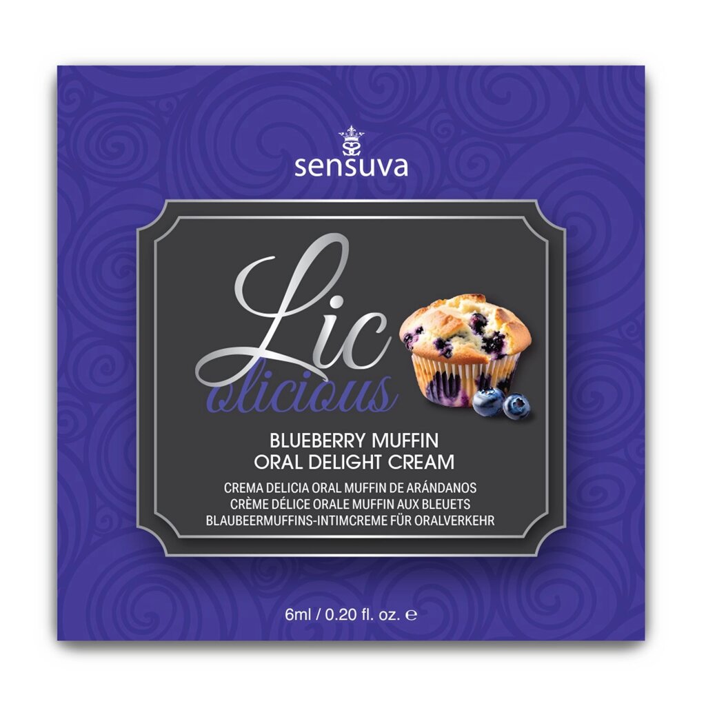 Пробник гелю для мінету Sensuva Lic-o-licious Blueberry Muffin (6 мл), маслянистий, без цукру від компанії Інтернет магазин Персик - фото 1