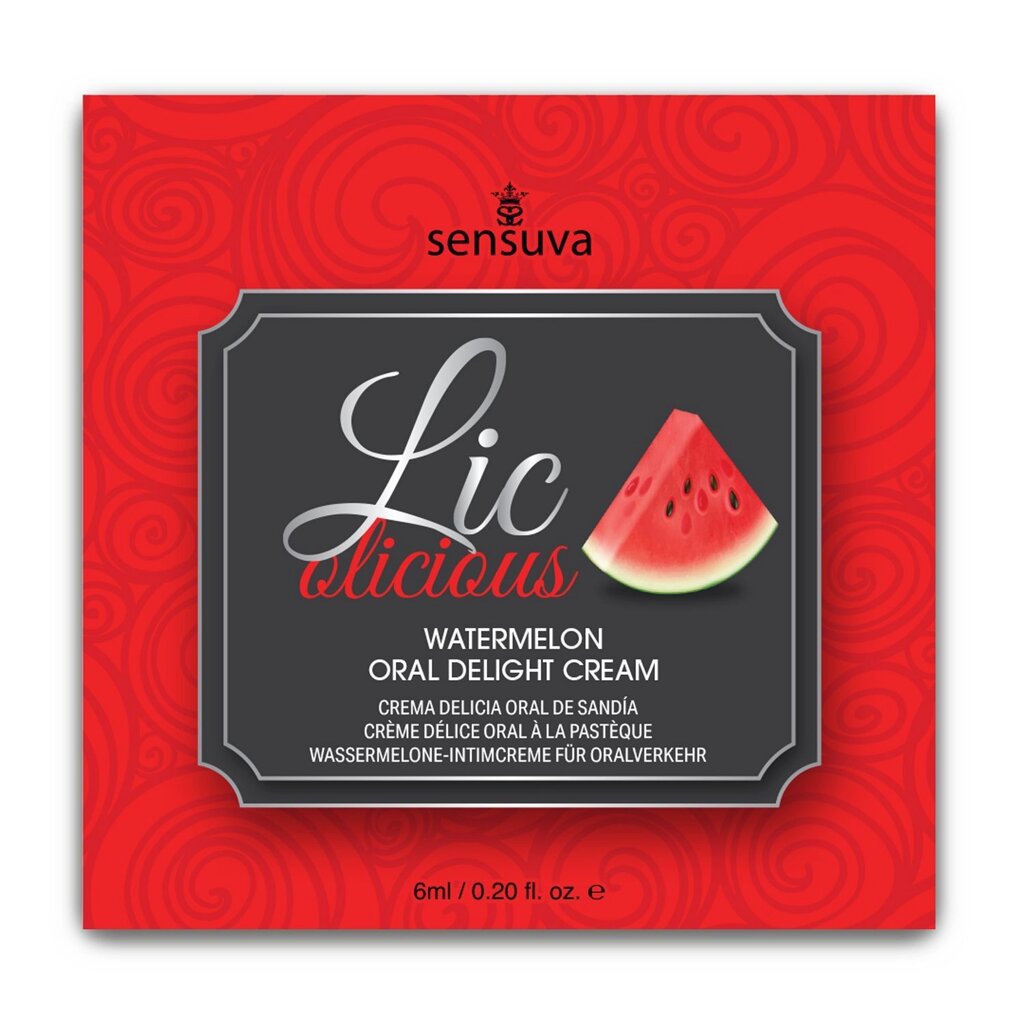 Пробник гелю для мінету Sensuva Lic-o-licious Watermelon (6 мл), маслянистий, без цукру від компанії Інтернет магазин Персик - фото 1