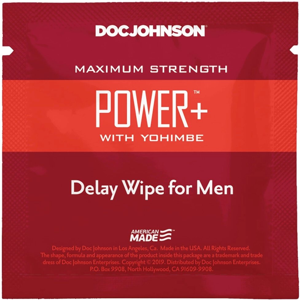 Пролонгують серветка Doc Johnson Power + Delay Wipe For Men з екстрактом йохимбе від компанії Інтернет магазин Персик - фото 1