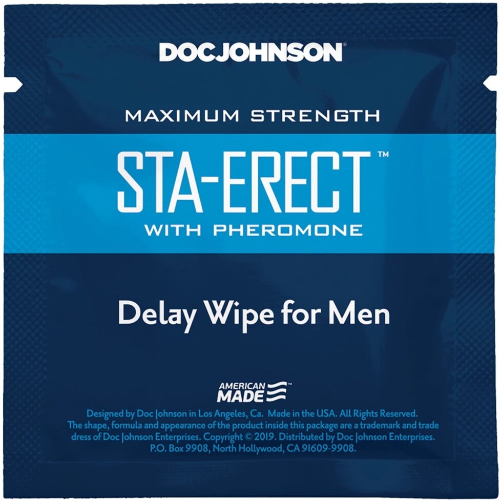 Пролонгують серветка Doc Johnson Sta-Erect Delay Wipe For Men з феромонами від компанії Інтернет магазин Персик - фото 1