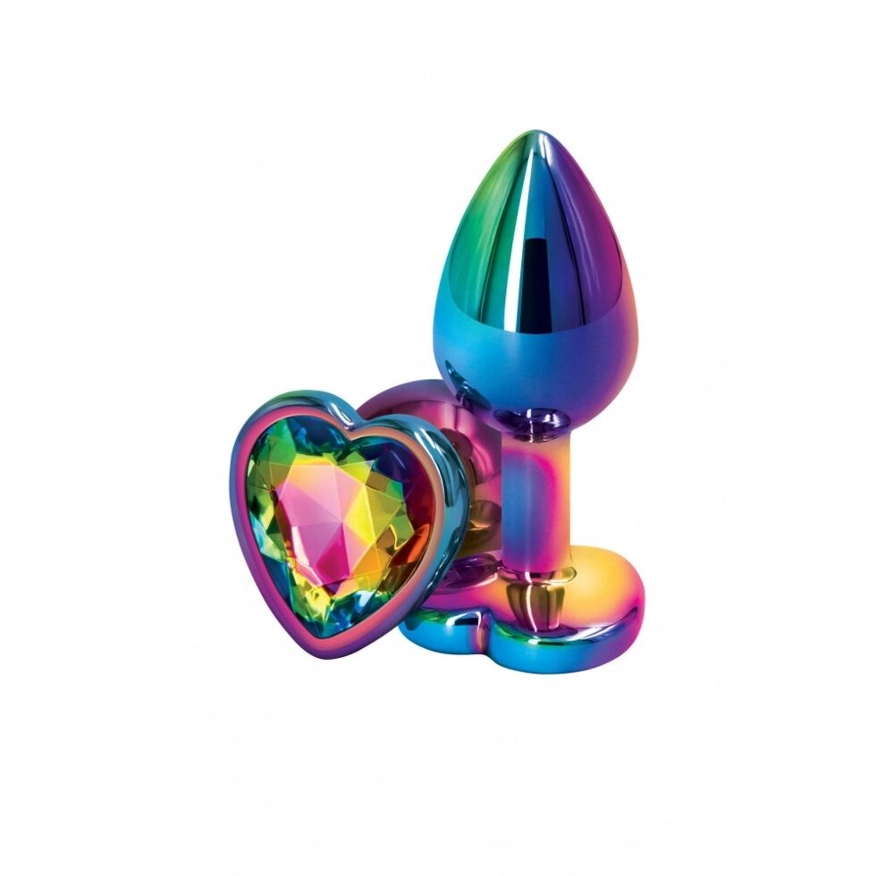 Rainbow Anal Cork Colorful Metall Heart, S від компанії Інтернет магазин Персик - фото 1