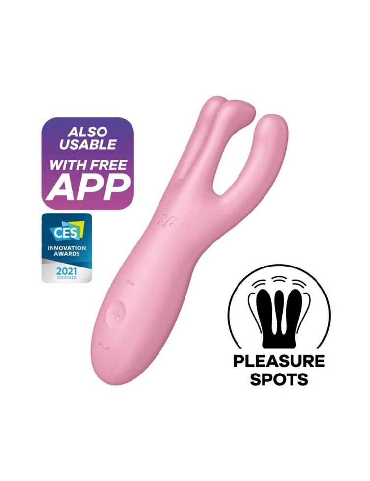 Рожевий розумніший для клітора з трьома пальцями Satisfyer Threesome 4 Pink від компанії Інтернет магазин Персик - фото 1
