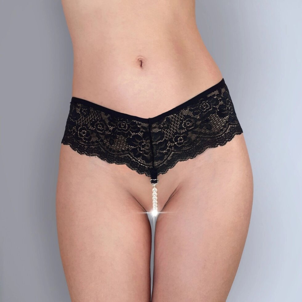Сексуальні жіночі трусики Fabiana з перлами чорні, розмір L-2XL від компанії Інтернет магазин Персик - фото 1