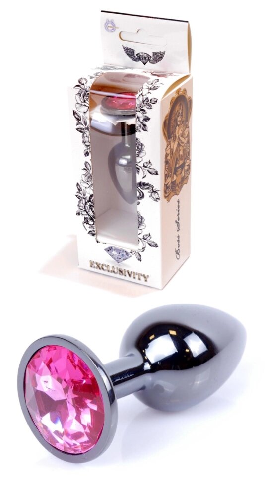 Серія Anal Plug Boss - ювелірні вироби Dark Silver Plug Pink S, BS6400026 від компанії Інтернет магазин Персик - фото 1