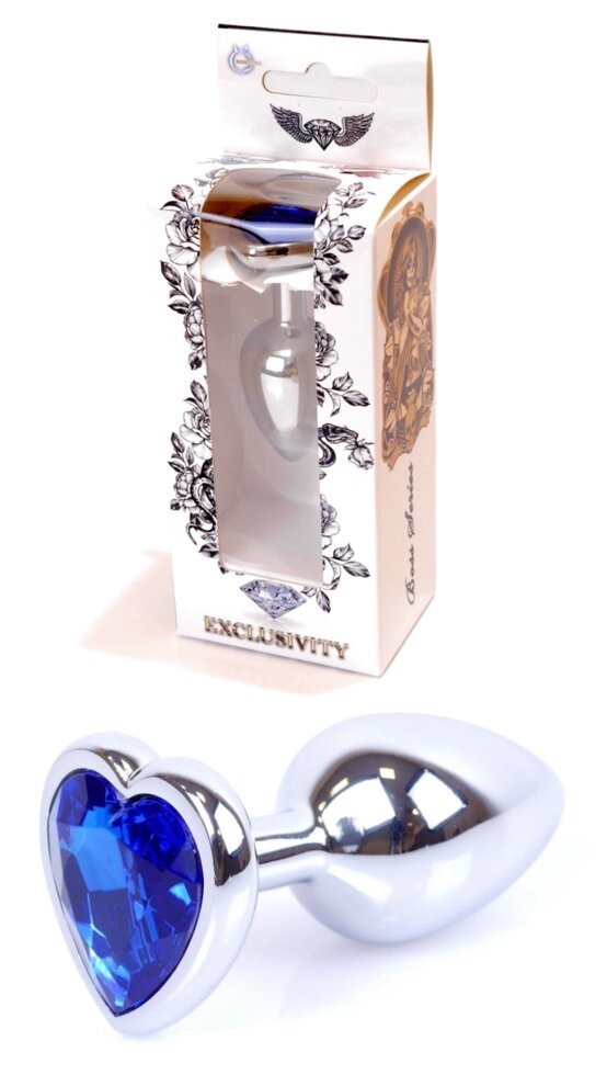 Серія Anal Plug Boss - ювелірні вироби Silver Heart Plug Dark Blue S, BS6400050 від компанії Інтернет магазин Персик - фото 1