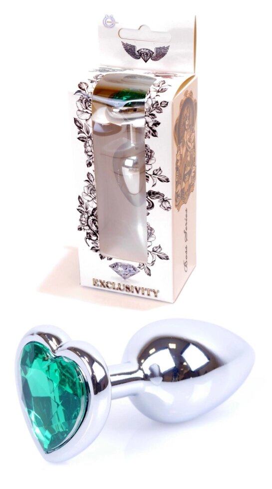 Серія Anal Plug Boss - ювелірні вироби Silver Heart Plug Green S, BS6400051 від компанії Інтернет магазин Персик - фото 1