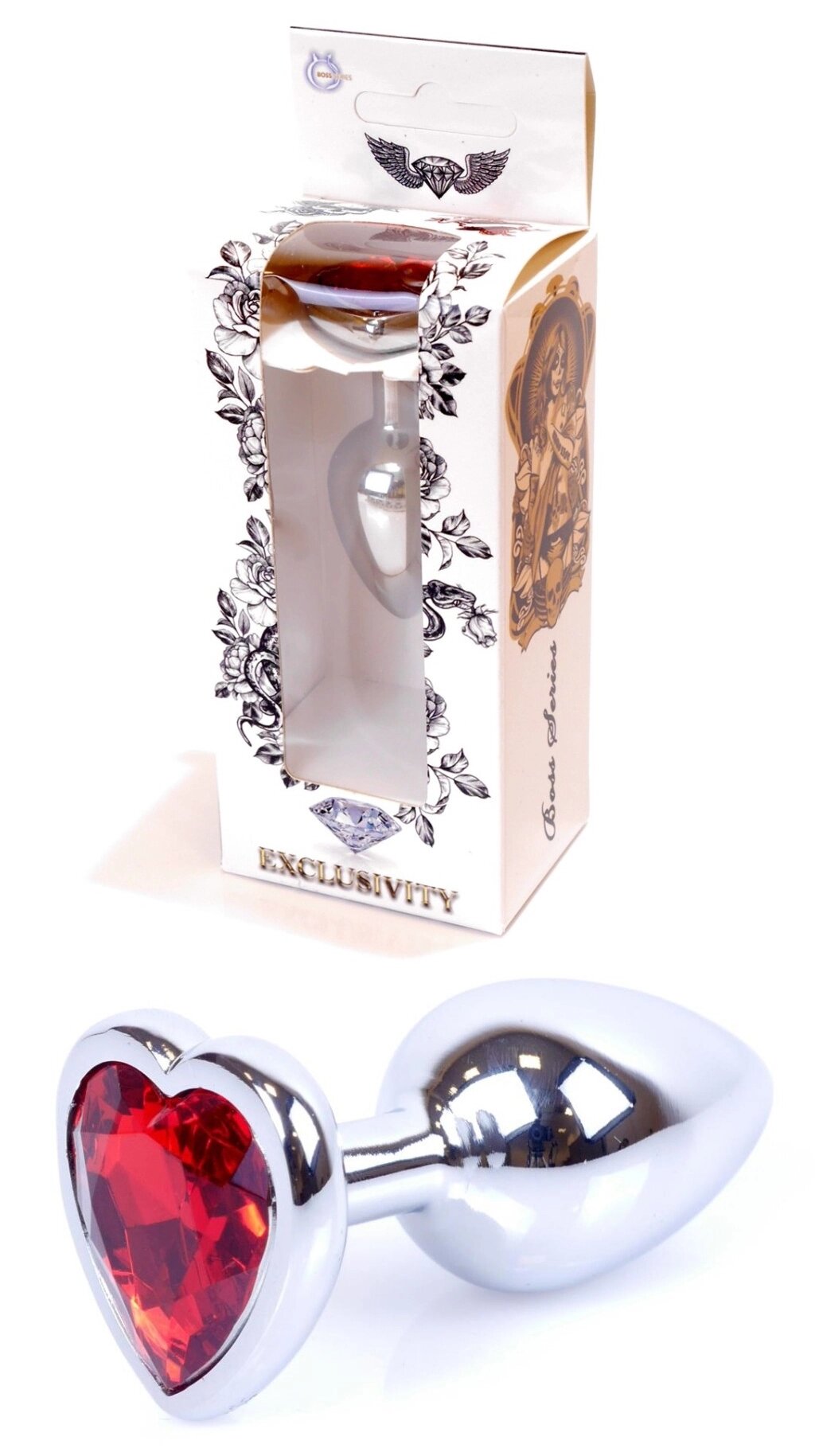 Серія Anal Plug Boss - ювелірні вироби Silver Heart Plug Red S, BS6400046 від компанії Інтернет магазин Персик - фото 1