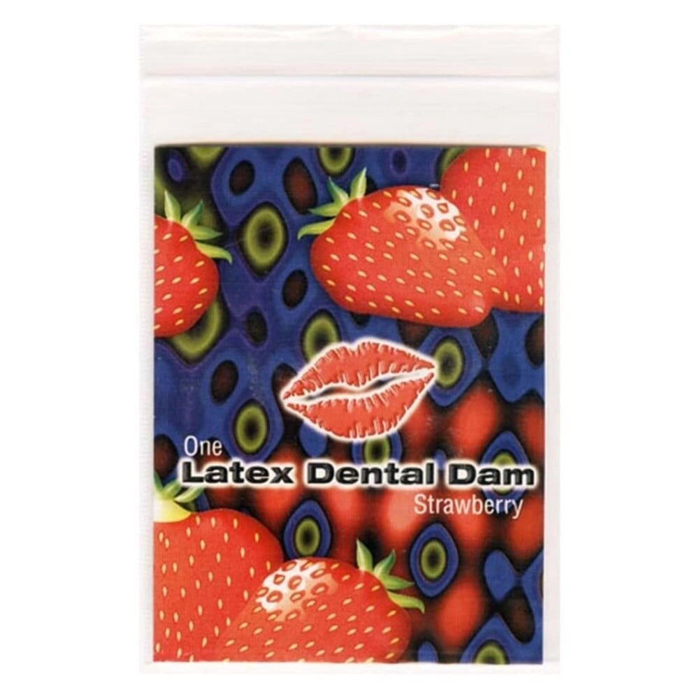 Серветка латексна для орального сексу One Strawberry Latex Dental Dams зі смаком полуниці, 1 шт. від компанії Інтернет магазин Персик - фото 1