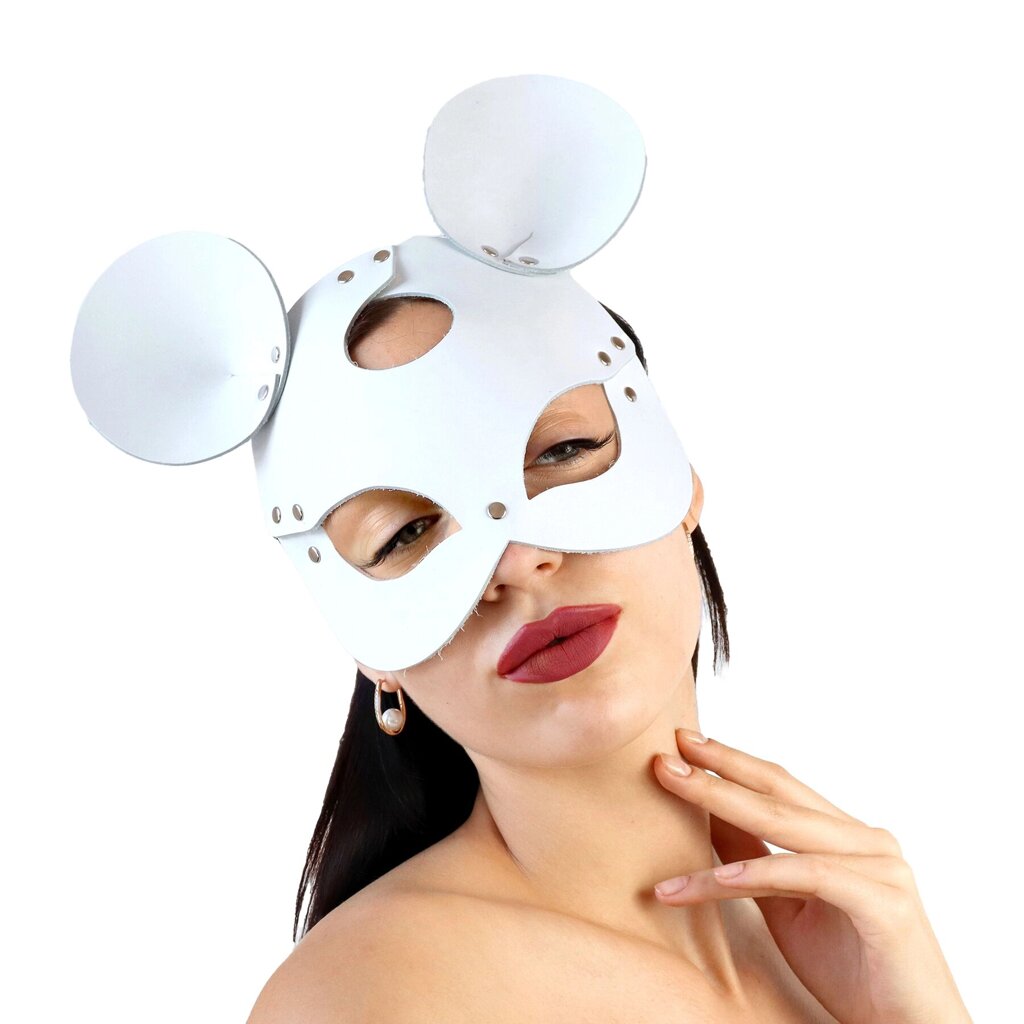 Шкіряна маска зайчика Art of Sex - Mouse Mask, колір Білий від компанії Інтернет магазин Персик - фото 1