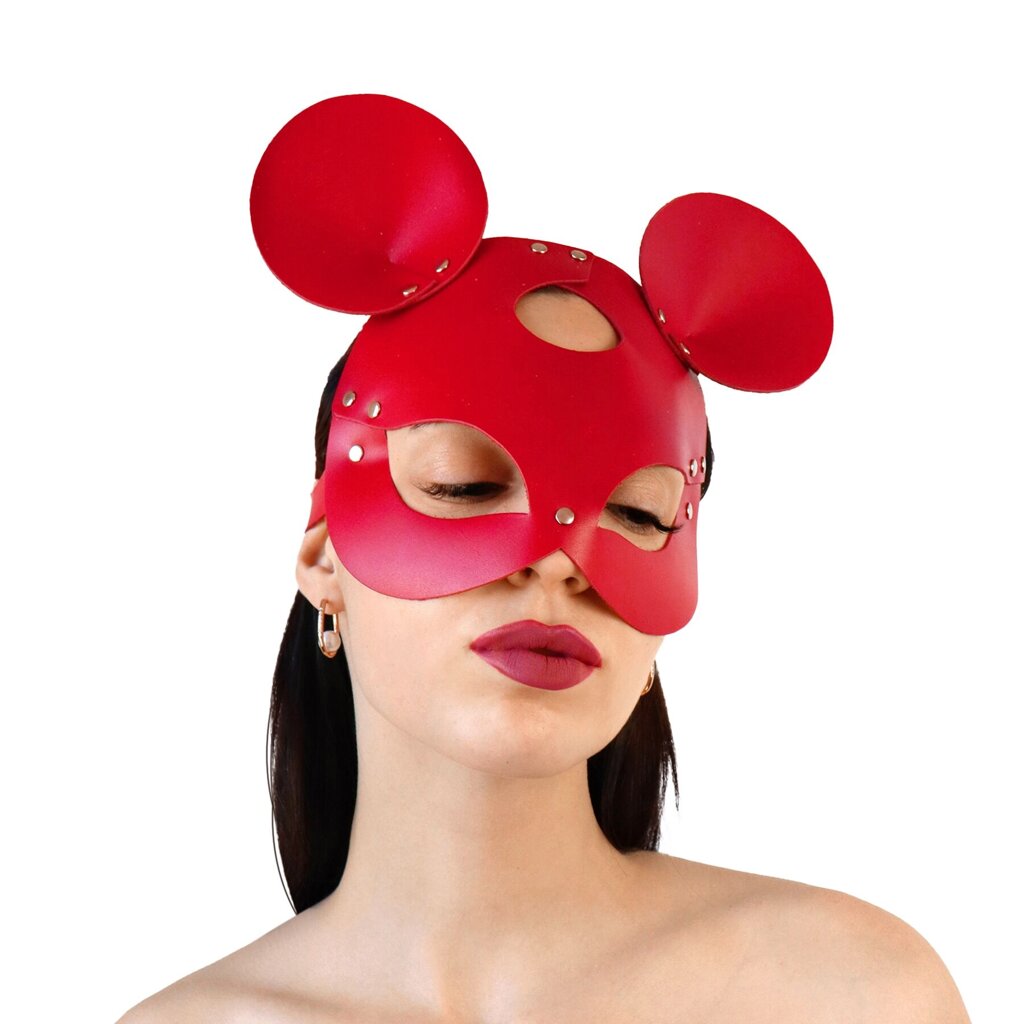 Шкіряна маска зайчика Art of Sex - Mouse Mask, колір Червоний від компанії Інтернет магазин Персик - фото 1