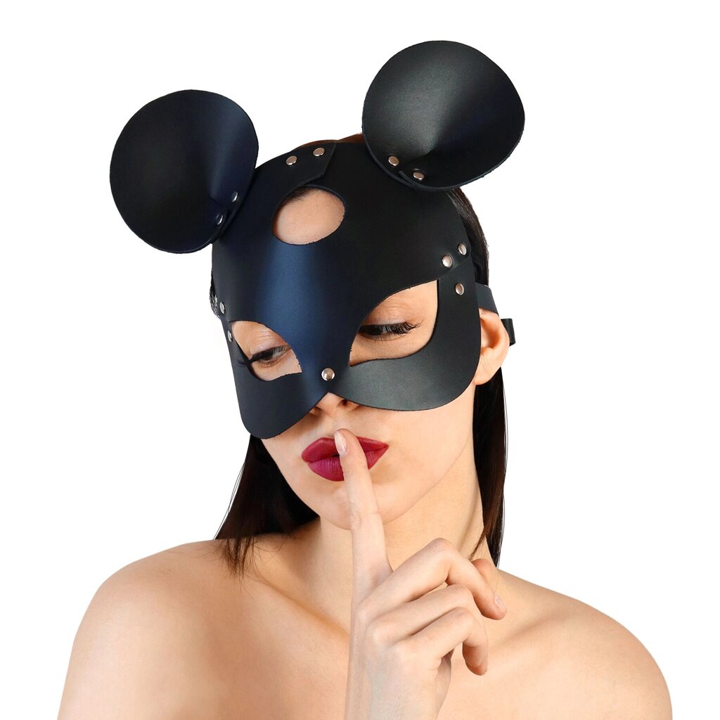 Шкіряна маска зайчика Art of Sex - Mouse Mask, колір Чорний від компанії Інтернет магазин Персик - фото 1