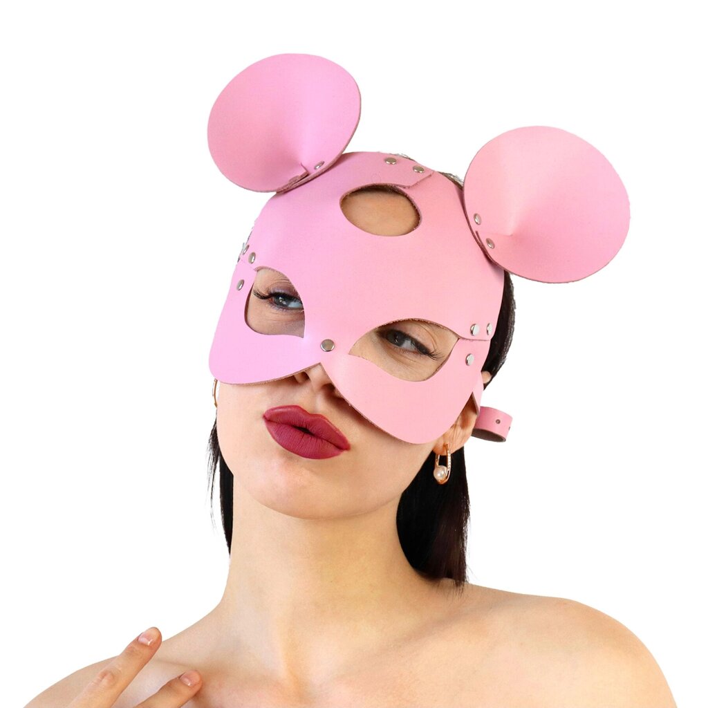 Шкіряна маска зайчика Art of Sex - Mouse Mask, колір Рожевий від компанії Інтернет магазин Персик - фото 1