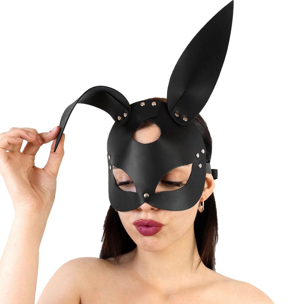 Шкіряна маска Зайчики Art of Sex - Bunny mask, колір Чорний від компанії Інтернет магазин Персик - фото 1