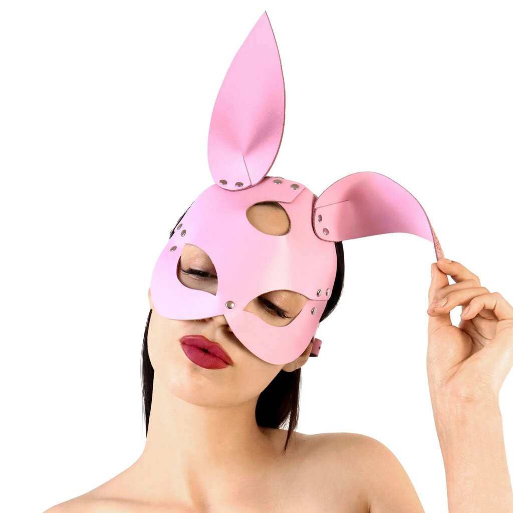 Шкіряна маска Зайчики Art of Sex - Bunny mask, колір Рожевий від компанії Інтернет магазин Персик - фото 1