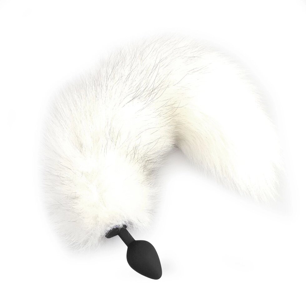 Силіконова анальна пробка з хвостом з натурального хутра Art of Sex size M White fox від компанії Інтернет магазин Персик - фото 1