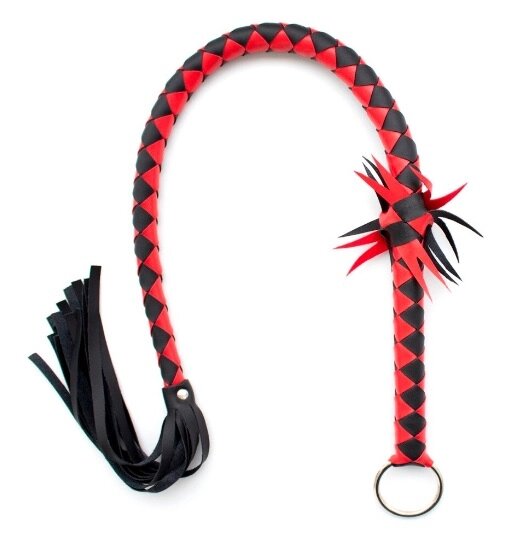 Смугастий флоггер DS Fetish Stripe flogger black/red від компанії Інтернет магазин Персик - фото 1