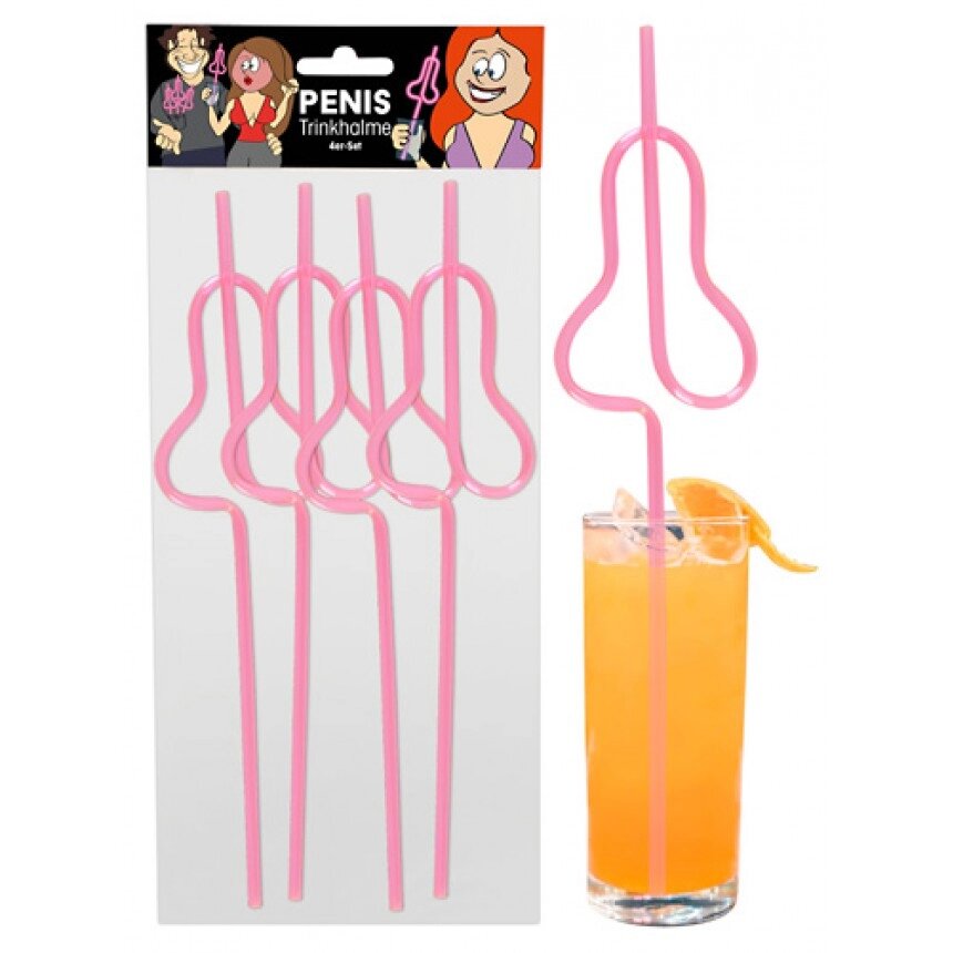 Соломки і трубочки для коктейлів у вигляді пеніса Девишник 4 шт від компанії Інтернет магазин Персик - фото 1