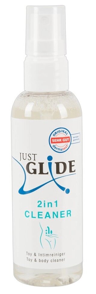 Спрей для ніжного очищення зовнішньої інтимної зони і інтимних товарів Just Glide 2 in 1 cleaner (100 ml) від компанії Інтернет магазин Персик - фото 1