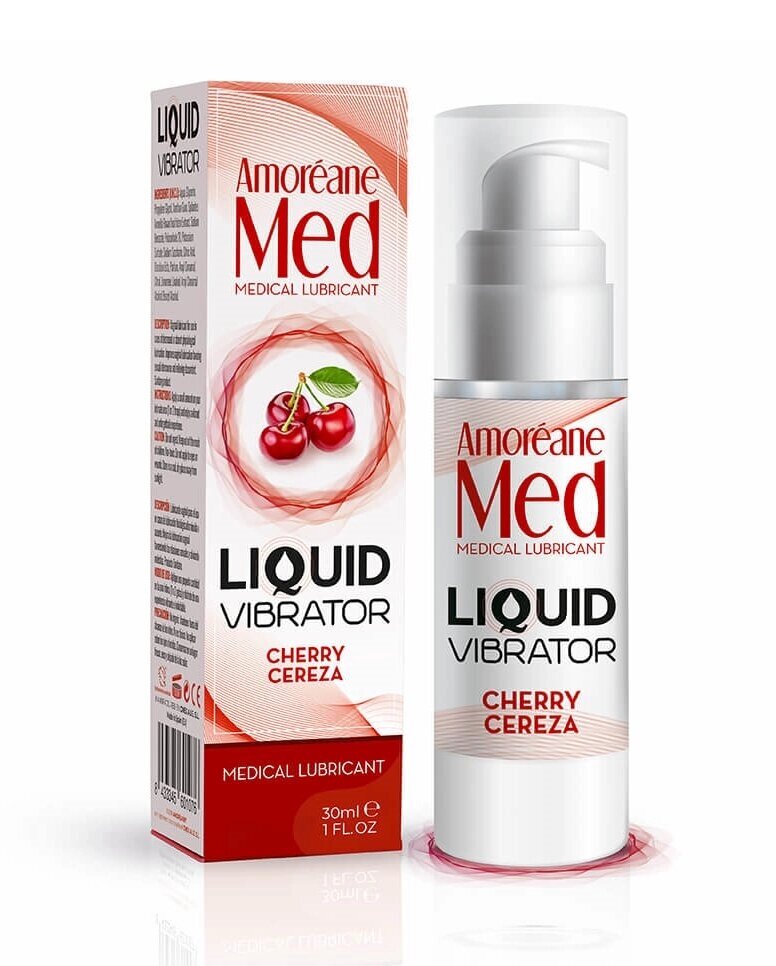 Стимулюючий лубрикант від Amoreane Med: Liquid vibrator - Cherry (рідкий вібратор), 30 ml від компанії Інтернет магазин Персик - фото 1