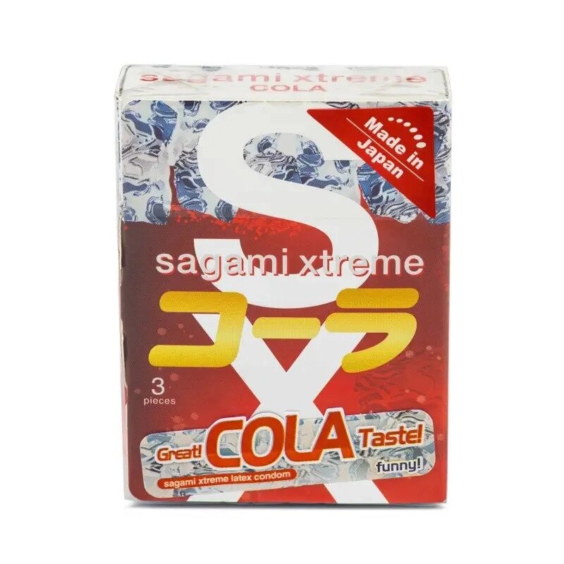 Супертонкі латексні презерваіви Sagami Xtreme Cola flavor 3 шт від компанії Інтернет магазин Персик - фото 1