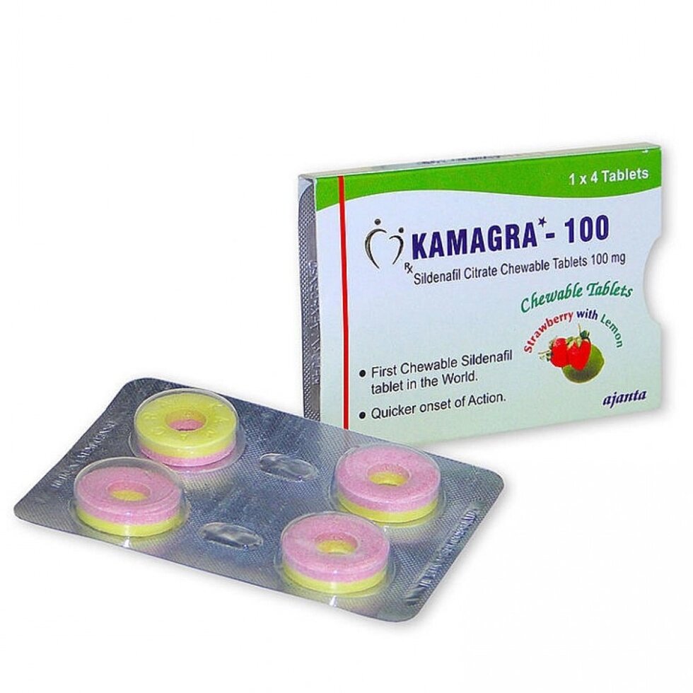 Таблетки з потенцією Kamagra 100 Полуниця та лимон 4 шт від компанії Інтернет магазин Персик - фото 1