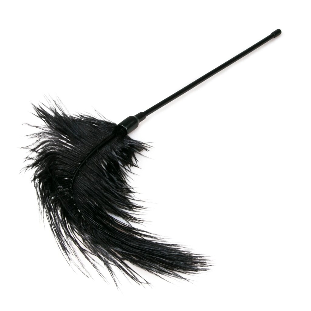 Тіклер, страусине перо, на ручці, чорне, 55 см від компанії Інтернет магазин Персик - фото 1