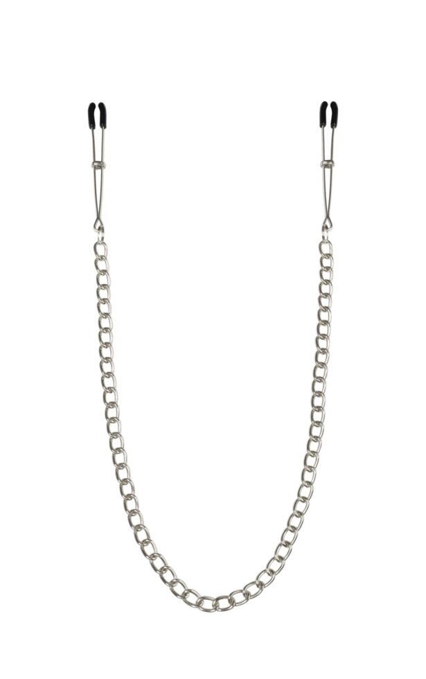Тонкі затискачі для сосків з ланцюжком Feral Feelings - Chain Thin nipple clamps, срібло / чорний від компанії Інтернет магазин Персик - фото 1