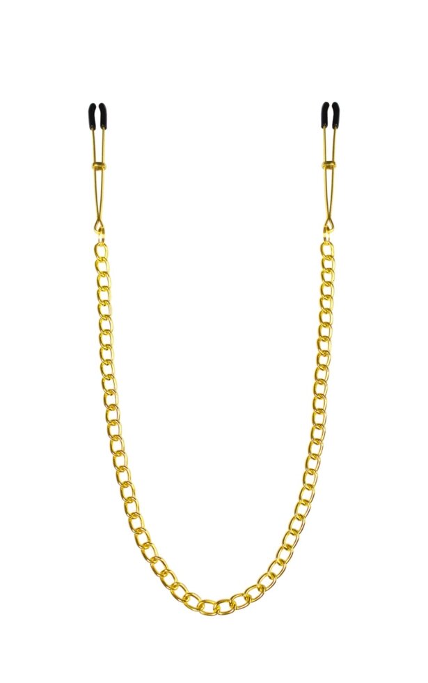 Тонкі затискачі для сосків з ланцюжком Feral Feelings - Chain Thin nipple clamps, золото / чорний від компанії Інтернет магазин Персик - фото 1