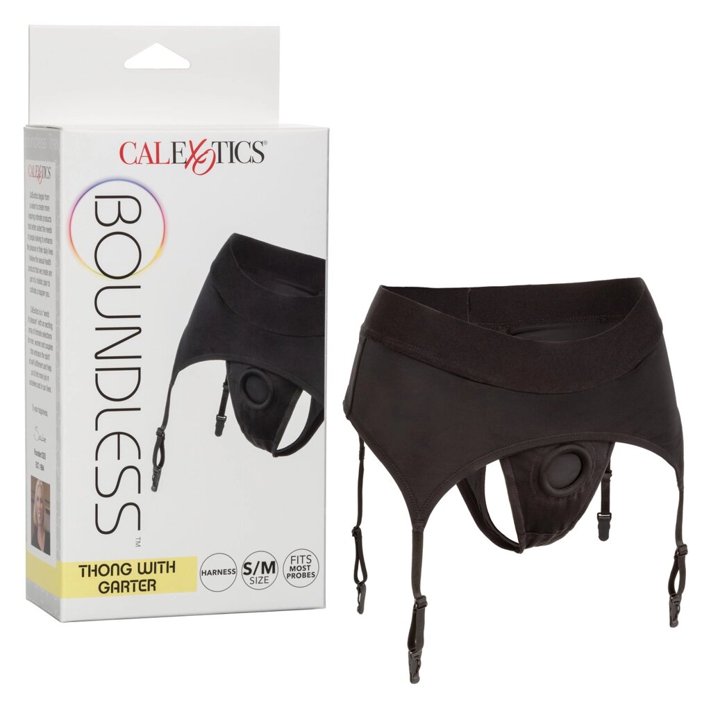 Трусики для страпона з широким поясом California Exotics Boundless Thong with Garter S / М від компанії Інтернет магазин Персик - фото 1