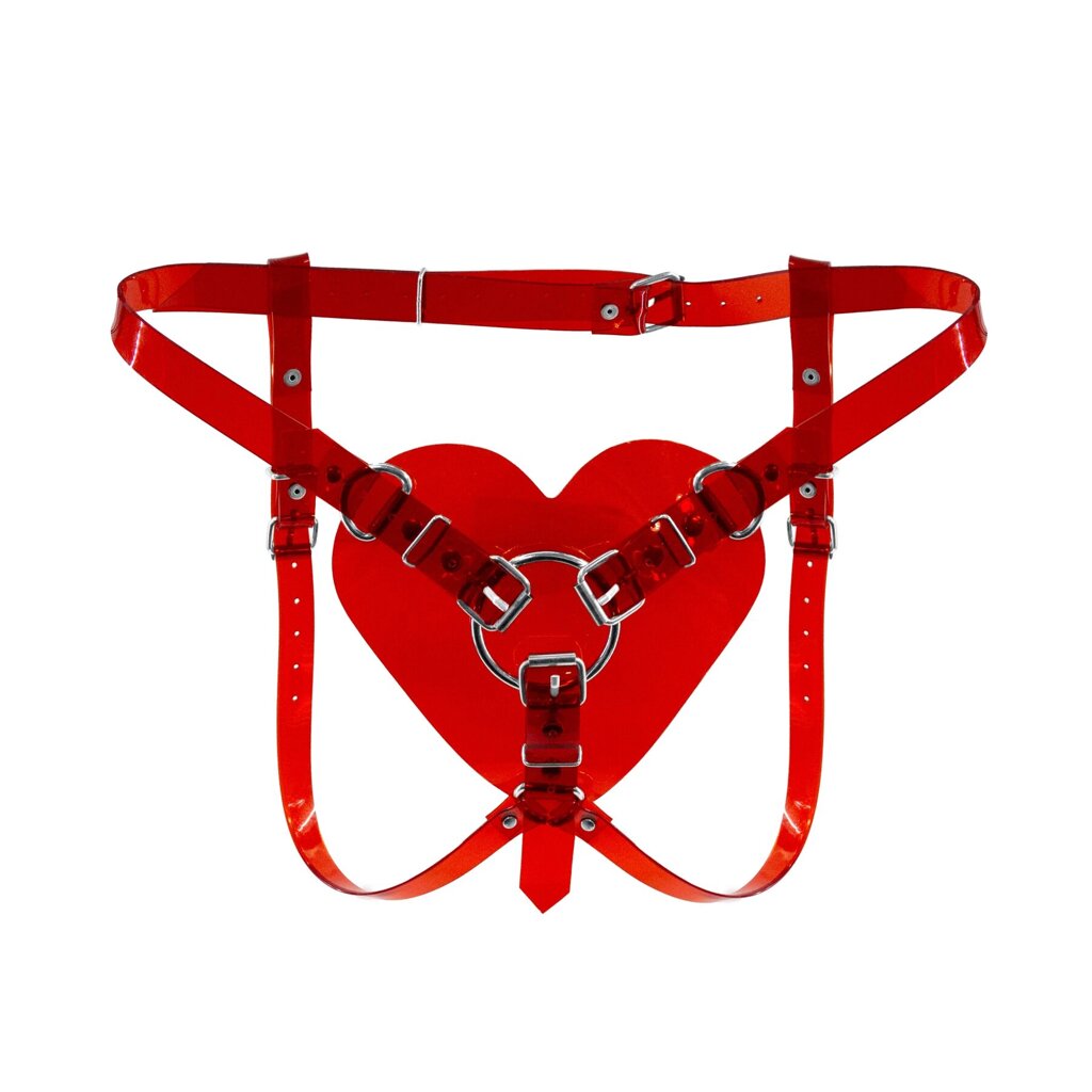 Трусики Серце для страпона Feral Feelings - Hearts Strap-on Belt Red Trasparent від компанії Інтернет магазин Персик - фото 1