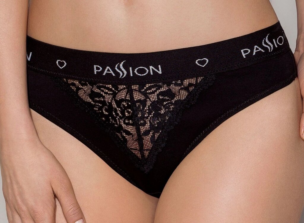 Трусики з широкою гумкою і мереживом Passion PS001 PANTIES black, size L від компанії Інтернет магазин Персик - фото 1
