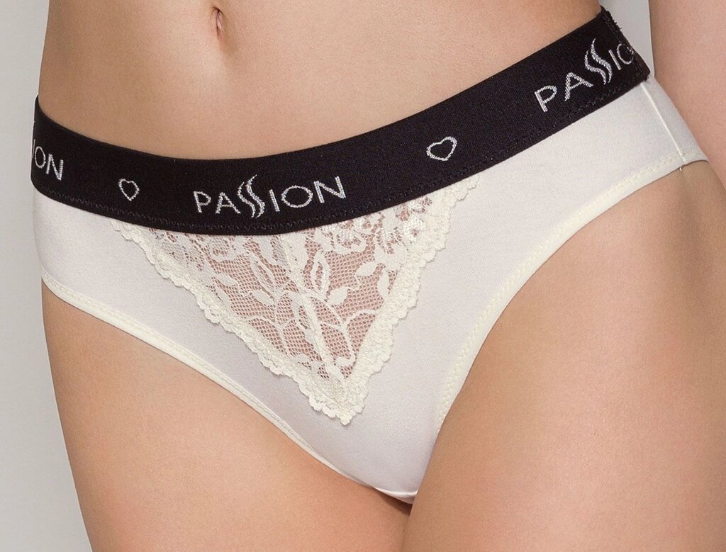 Трусики з широкою гумкою і мереживом Passion PS001 PANTIES ecru, size L від компанії Інтернет магазин Персик - фото 1