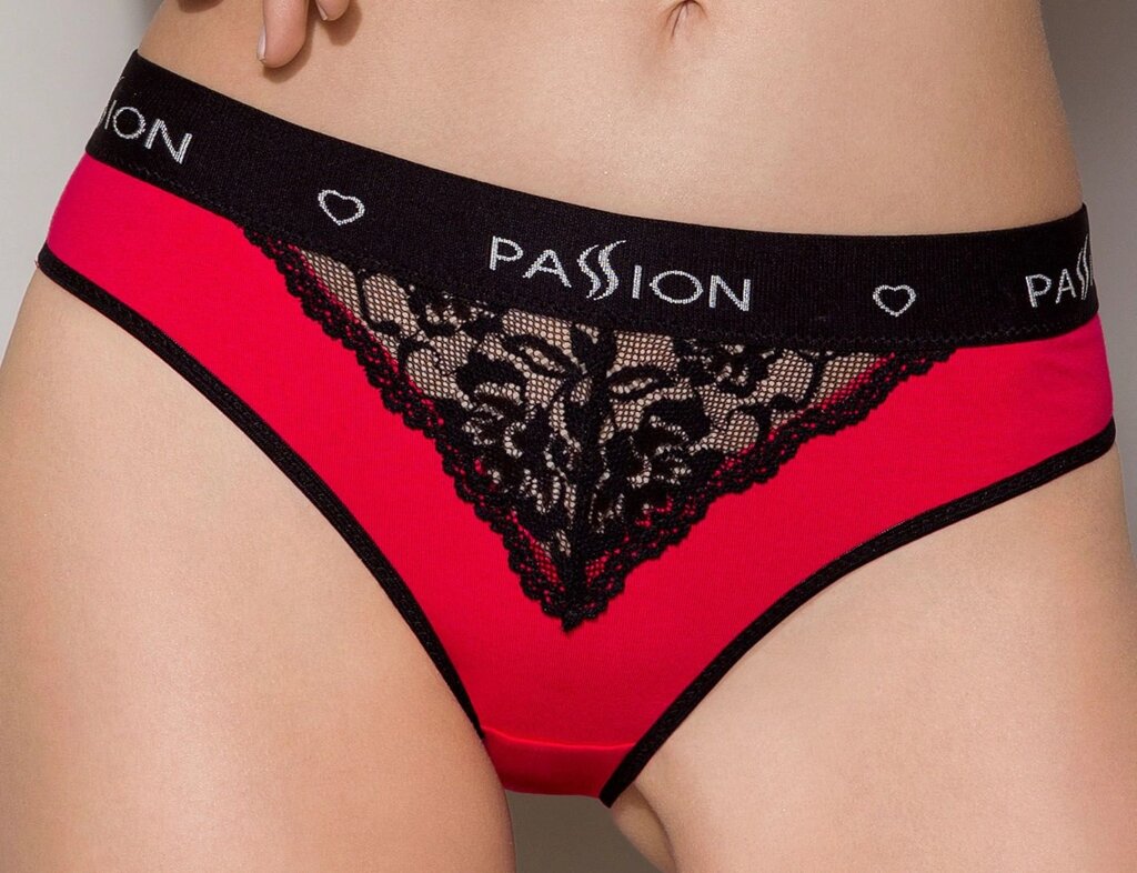 Трусики з широкою гумкою і мереживом Passion PS001 PANTIES red / black, size S від компанії Інтернет магазин Персик - фото 1