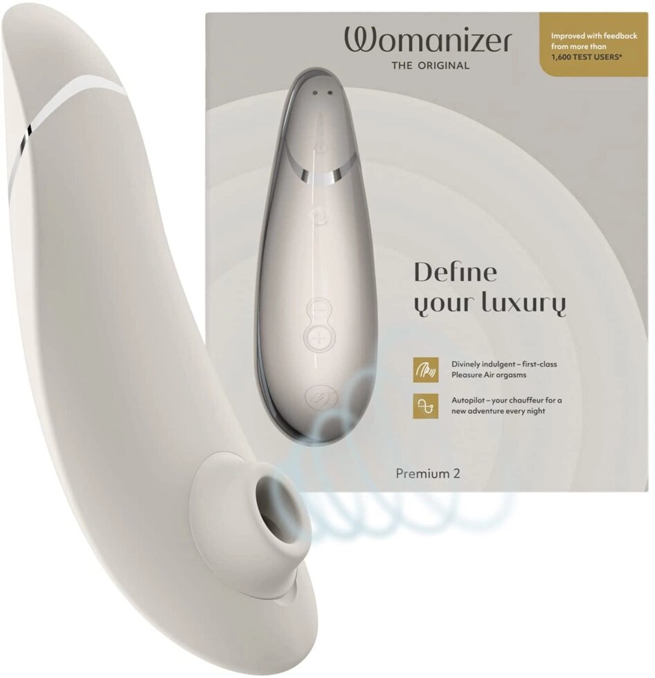 Вакуумний кліторний стимулятор Womanizer Premium 2 сірий від компанії Інтернет магазин Персик - фото 1