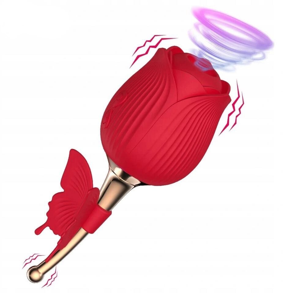 Вакуумний стимулятор клітора з вібрацією у вигляді флірту троянди троянди, червоний від компанії Інтернет магазин Персик - фото 1