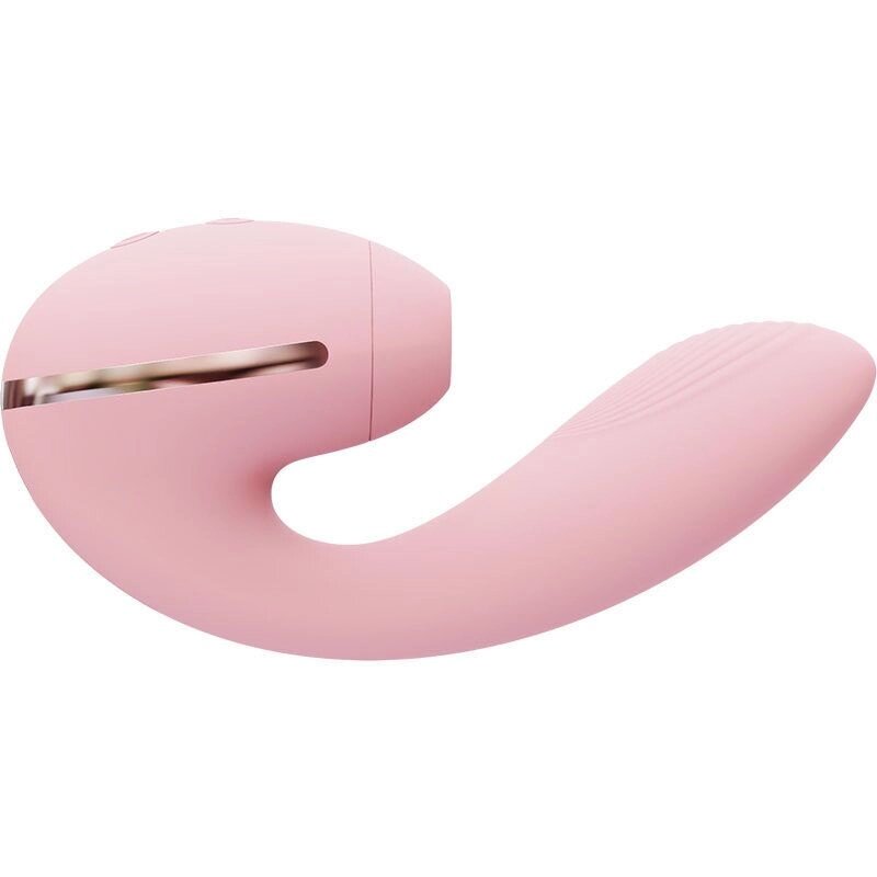 Вакуумний вібратор Kistoy Tina Mini Pink, вагінально-кліторальний від компанії Інтернет магазин Персик - фото 1