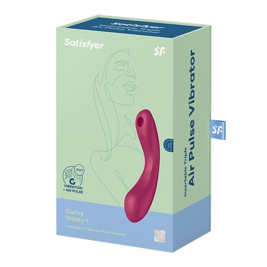 Вакуумний вібратор стимулятор з вібрацією Satisfyer Curvy Trinity 1 Red, іграшка 3в1 від компанії Інтернет магазин Персик - фото 1