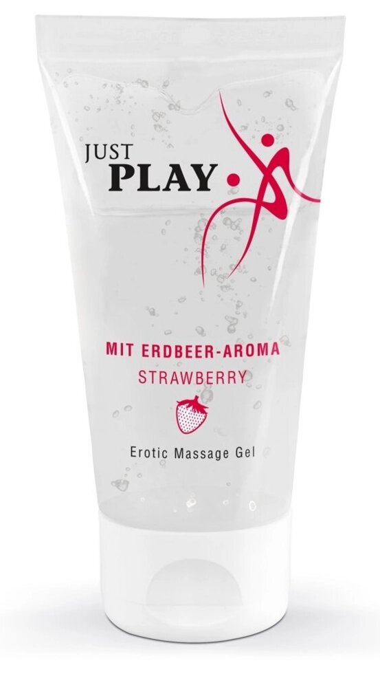 Веганські гель для масажу на водній основі, з ароматом полуниці - Just Play Strawberry, 50 мл від компанії Інтернет магазин Персик - фото 1