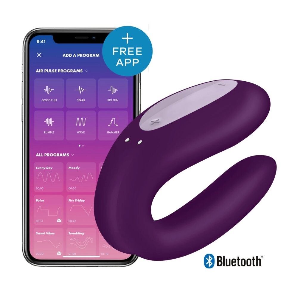 Вібратор для пар Satisfyer Double Joy Violet від компанії Інтернет магазин Персик - фото 1