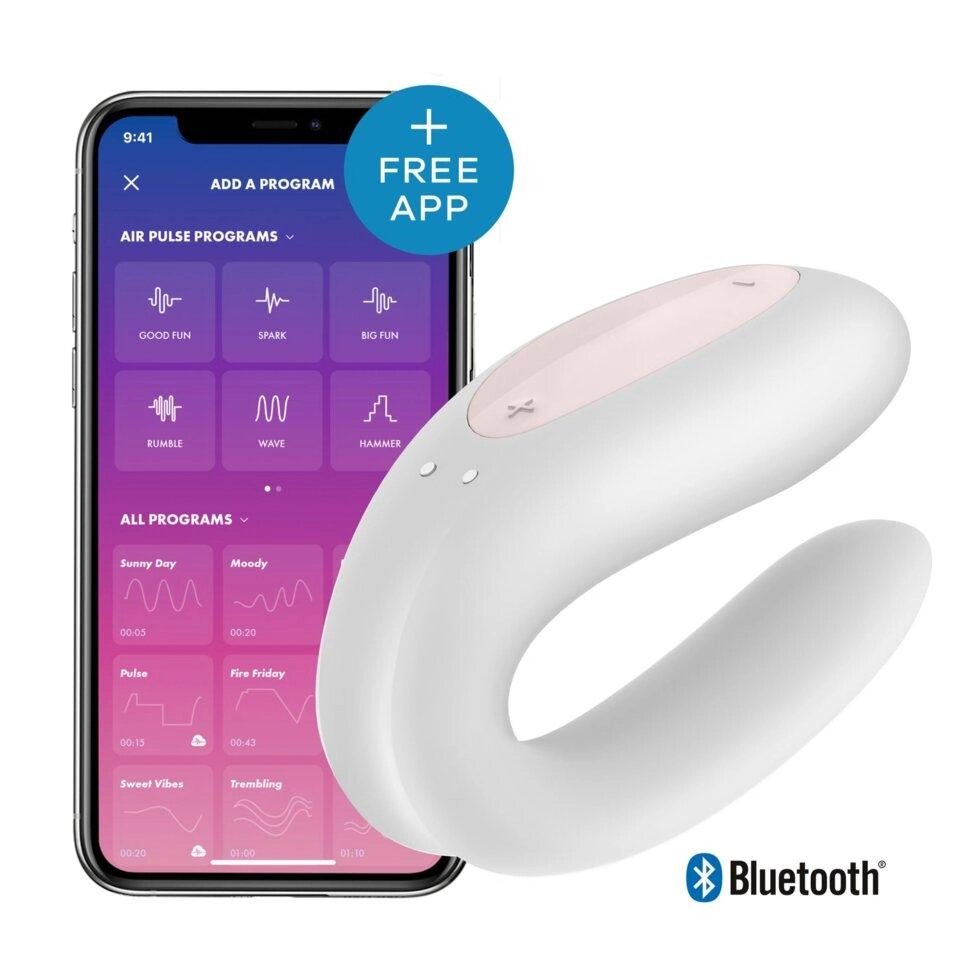 Вібратор для пар Satisfyer Double Joy White від компанії Інтернет магазин Персик - фото 1