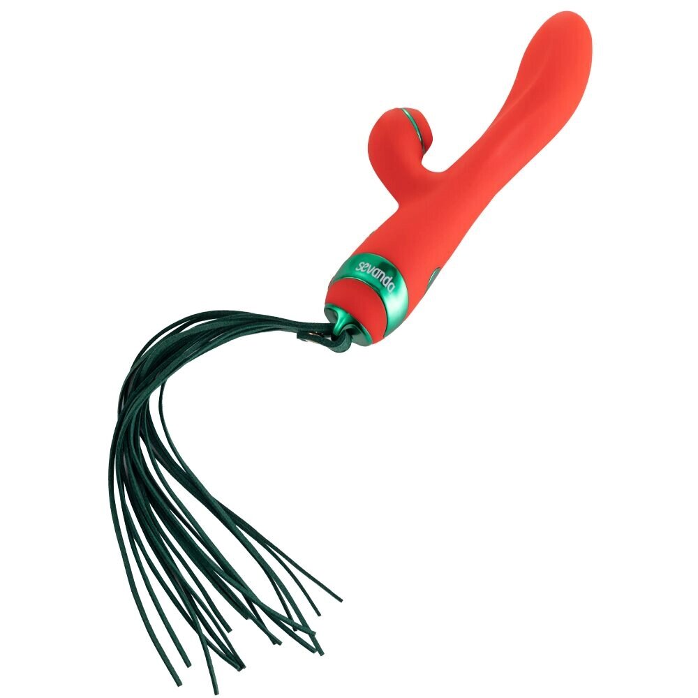 Вібратор-кролик із флоггером LOCKINK SEVANDA Whip Vibrating Massage Wand - Red & Green від компанії Інтернет магазин Персик - фото 1