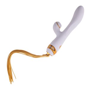 Вібратор-кролик із флоггером LOCKINK SEVANDA Whip Vibrating Massage Wand - White & Golden