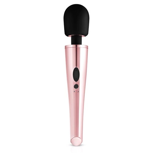 Вібратор-мікрофон Rosy Gold, силіконовий, рожево-чорний, 30 см від компанії Інтернет магазин Персик - фото 1