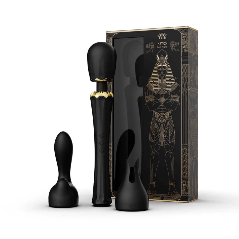 Вібратор мікрофон з насадками Zalo Kyro Wand Obsidian Black від компанії Інтернет магазин Персик - фото 1