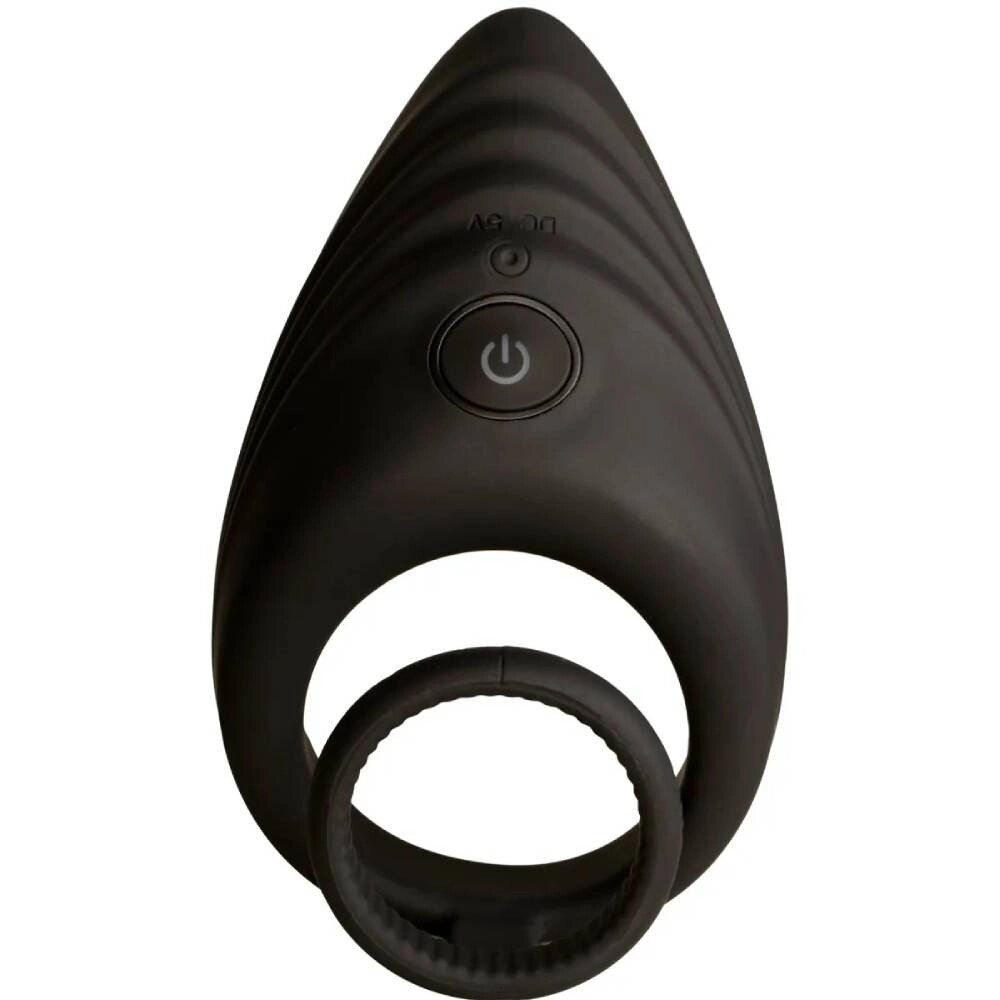 Вібро-ерекційне кільце Nexus Enhance з петлею на мошонку, з рельєфним стимулятором, чорне від компанії Інтернет магазин Персик - фото 1