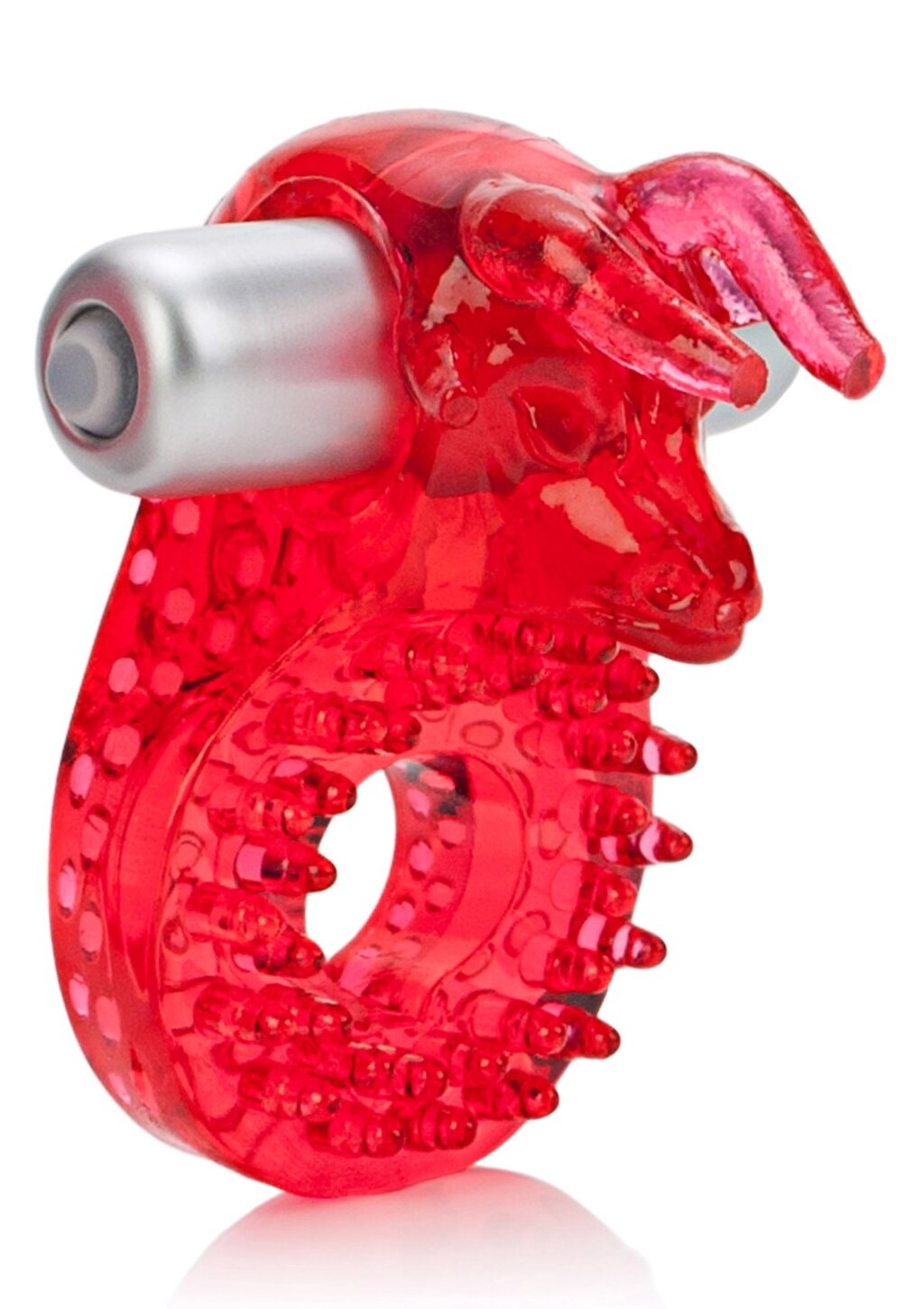Вібро-ерекційне кільце з биком CalExotics червоне, 8.2 х 5 см від компанії Інтернет магазин Персик - фото 1