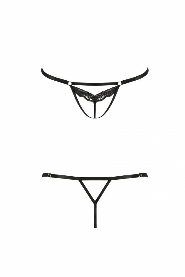 Відверті трусики-стрепи з мереживом SOLON THONG black L / XL - Passion Exclusive від компанії Інтернет магазин Персик - фото 1