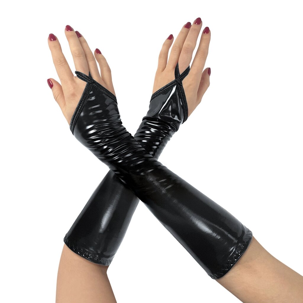 Вінілові рукавиці мистецтво сексу - lora короткий, розмір s, колір чорного кольору від компанії Інтернет магазин Персик - фото 1