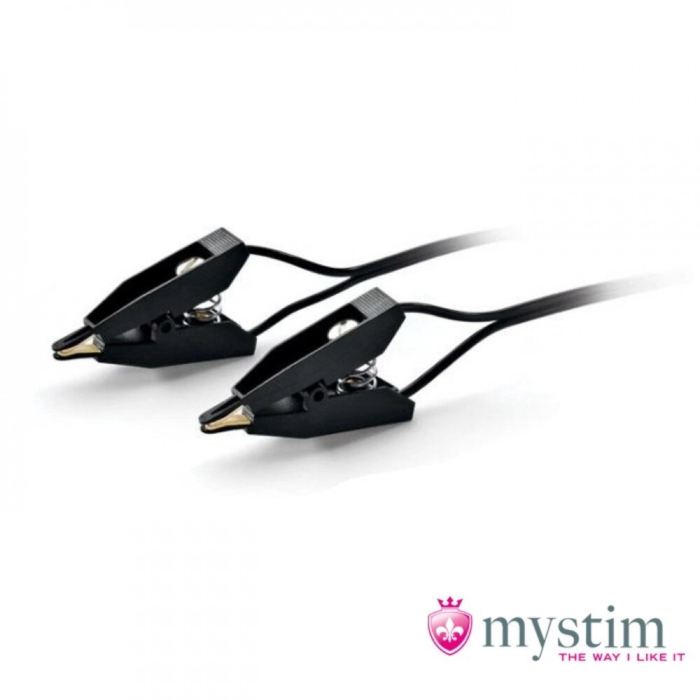 Затискачі для сосків із електростимуляцією Mystim, чорні, 4 см від компанії Інтернет магазин Персик - фото 1