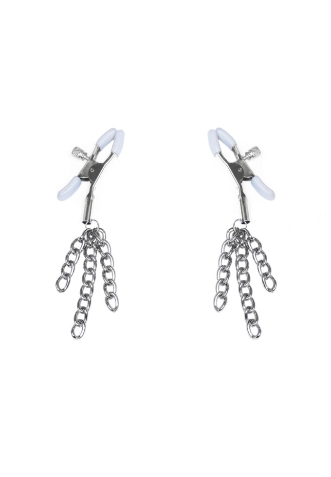 Затискачі для сосків з пензликами Feral Feelings - Nipple clamps Tassels, срібло / білий від компанії Інтернет магазин Персик - фото 1